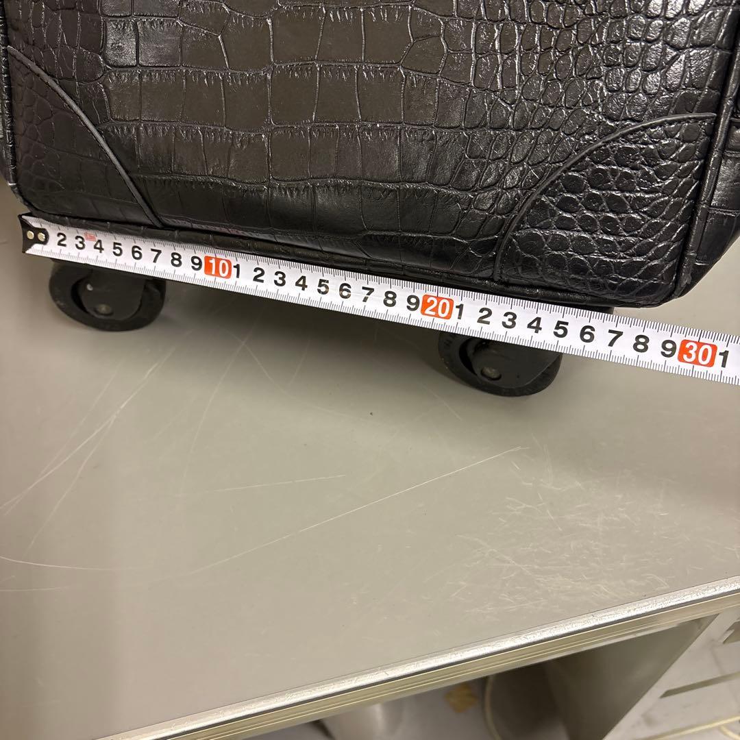 SWANY クロコ型押し キャリーバッグ 黒 ストッパー付き