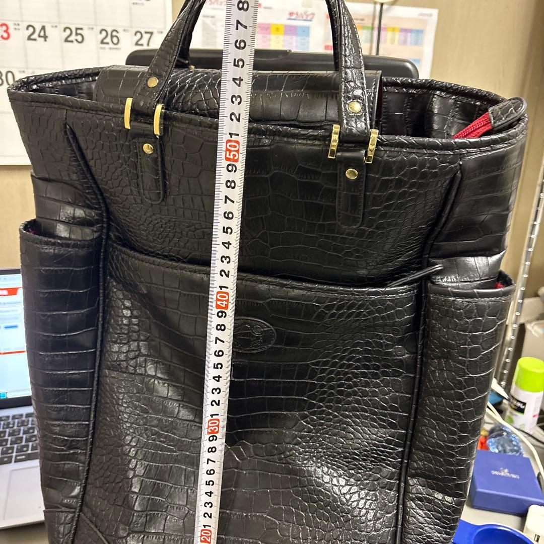SWANY クロコ型押し キャリーバッグ 黒 ストッパー付き