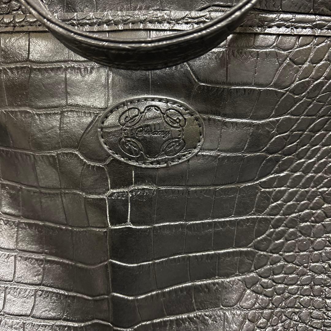 SWANY クロコ型押し キャリーバッグ 黒 ストッパー付き