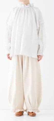 ネストローブ　nestrobe 　布帛コンビ裾フリルパンツ