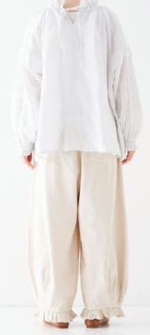 ネストローブ　nestrobe 　布帛コンビ裾フリルパンツ