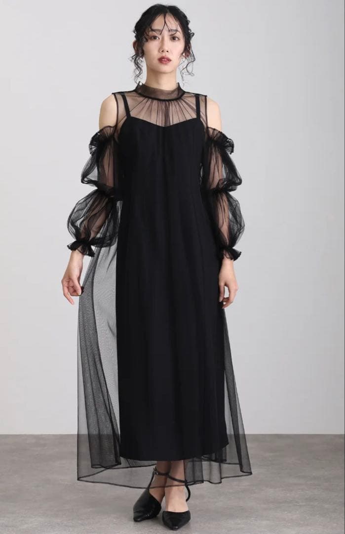 atlo 袖あり&ミモレ丈同窓会ビスチェお呼ばれ結婚式オケージョンドレス　4L