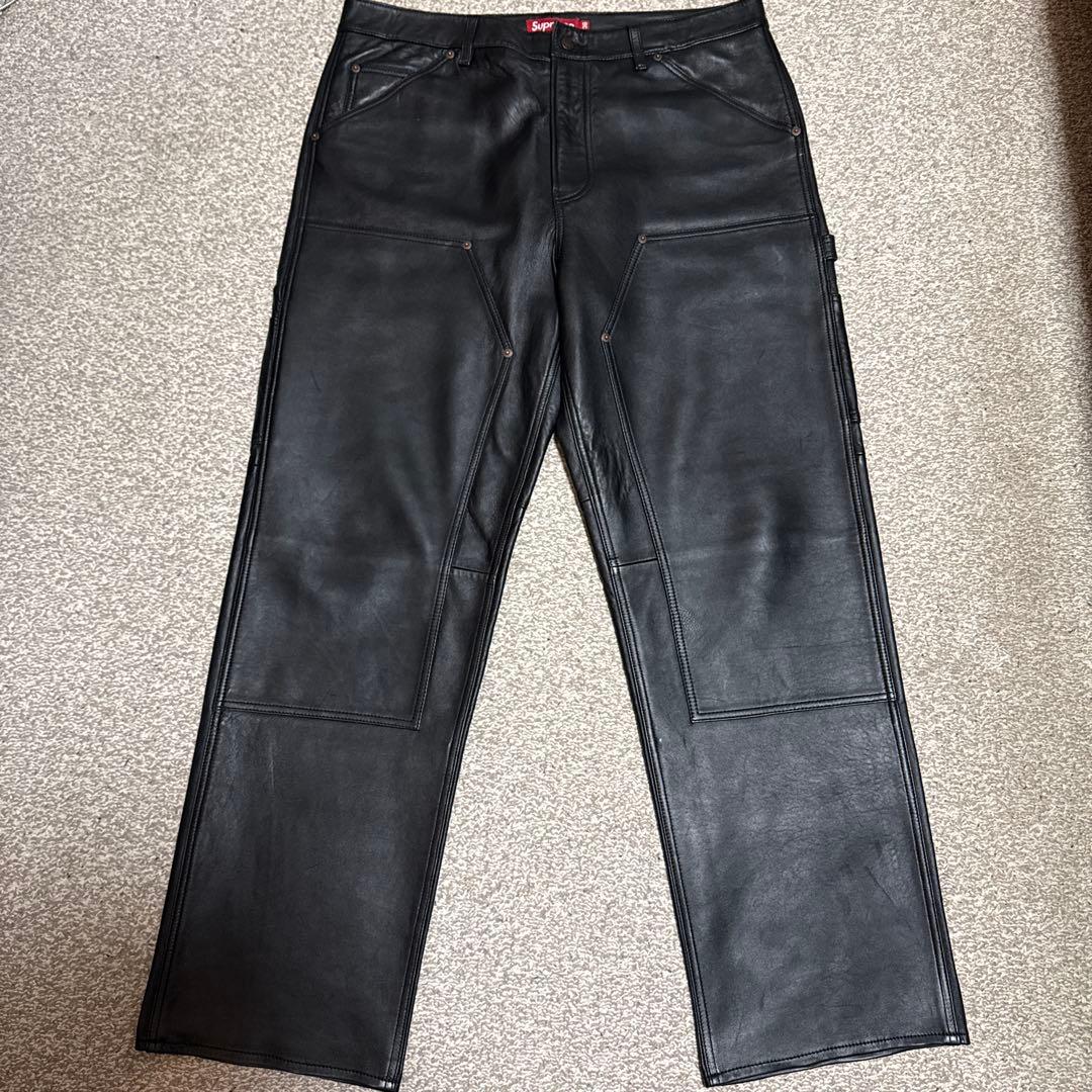 パンツ Leather Double Knee Painter Pant 36 BLK