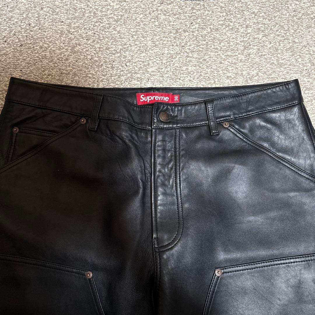 パンツ Leather Double Knee Painter Pant 36 BLK