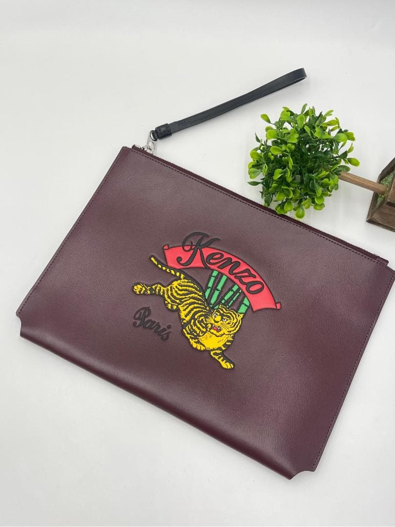 【美品】KENZO レザー　クラッチバック　ポーチ　バック　ケンゾー