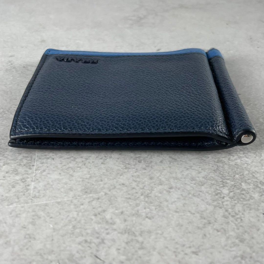 【極美品】プラダ マネークリップ カラーロゴ シボ レザー バイカラー