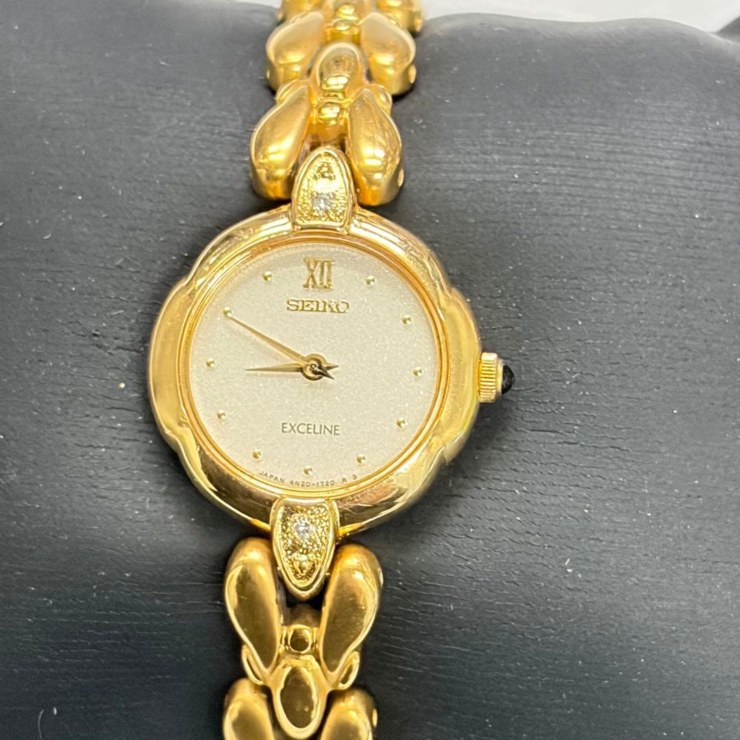 タ*ー様 美品 SEIKO Exceline レディース腕時計 2Pダイヤ入 ゴ