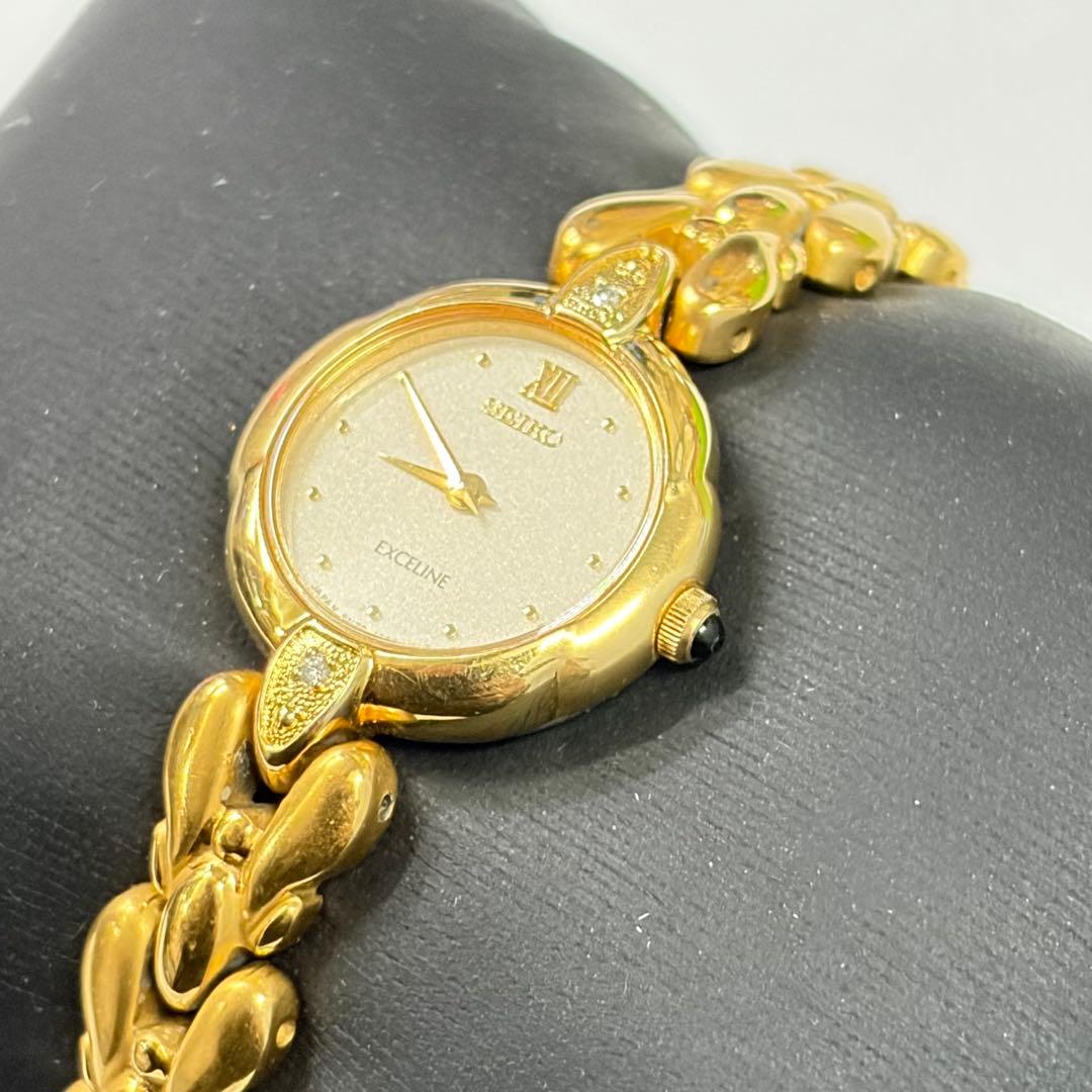 タ*ー様 美品 SEIKO Exceline レディース腕時計 2Pダイヤ入 ゴ