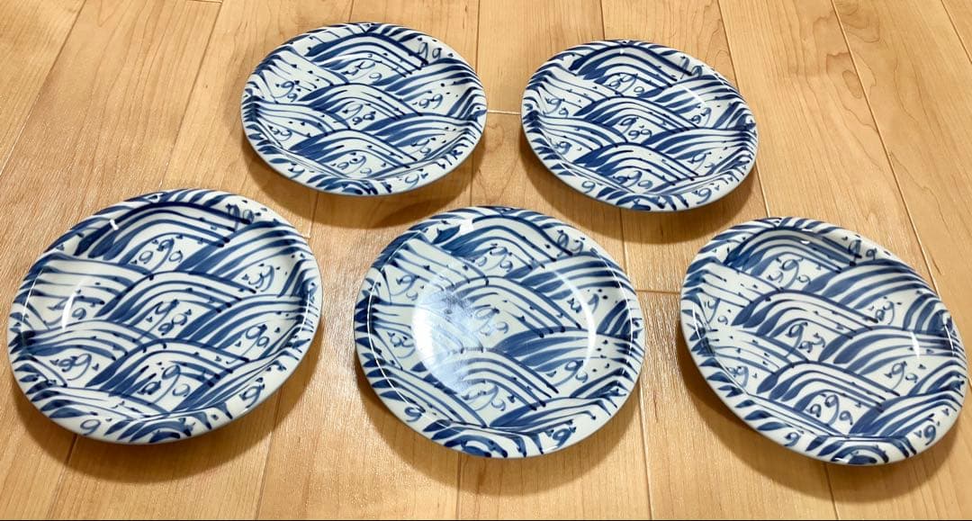 W*n様 ◯ 有田焼 源右衛門窯 「染付四海波皿」 5枚セット