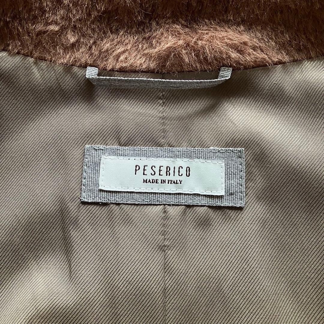 【美品⭐️PESERICO】イタリア製モカカラーシャギーチェスターコート　40