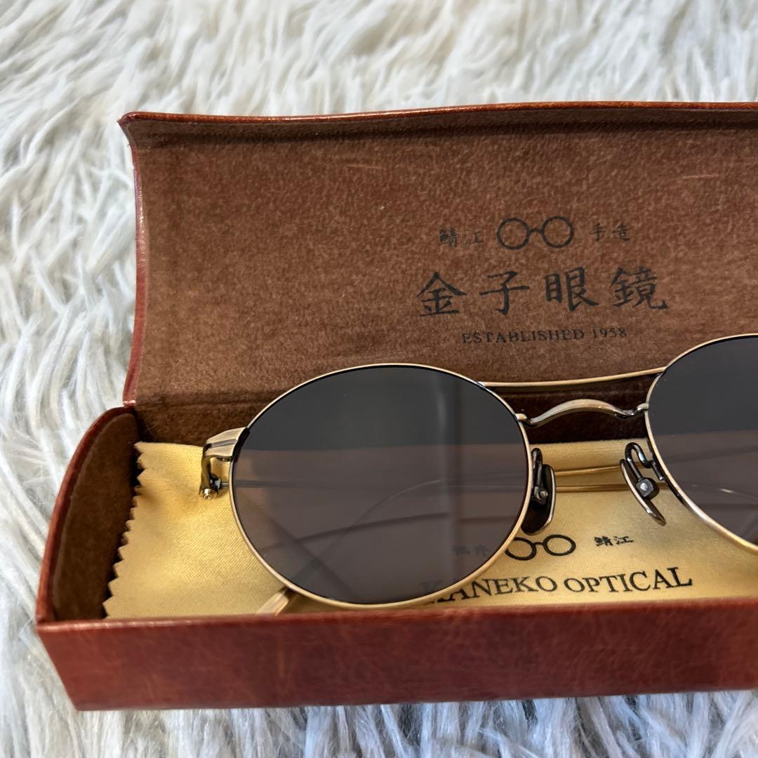 【美品】金子眼鏡 52□20-14 ダブルブリッジサングラス KMS-03