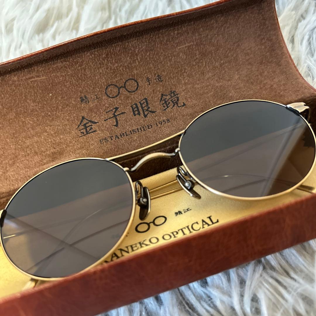 【美品】金子眼鏡 52□20-14 ダブルブリッジサングラス KMS-03