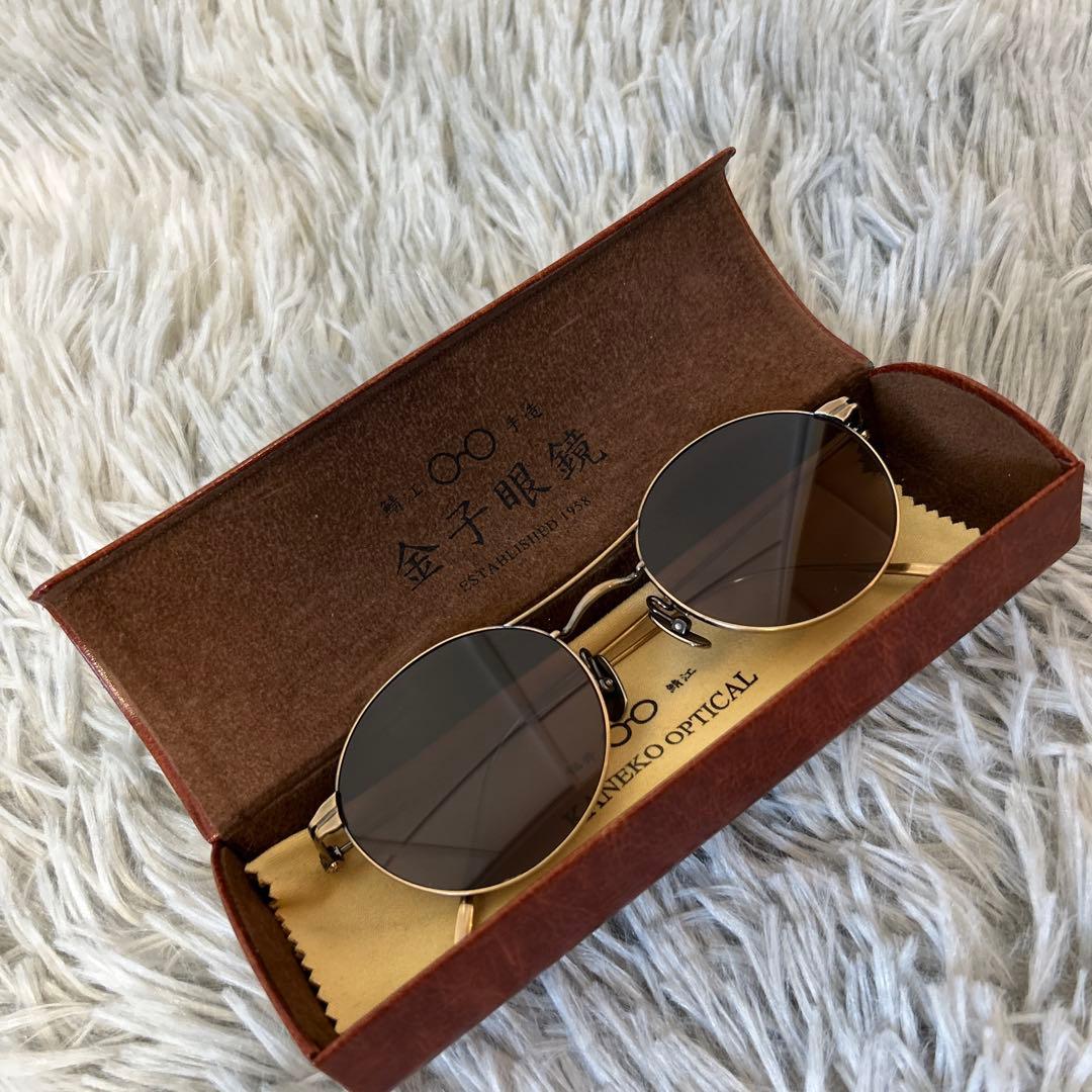 【美品】金子眼鏡 52□20-14 ダブルブリッジサングラス KMS-03