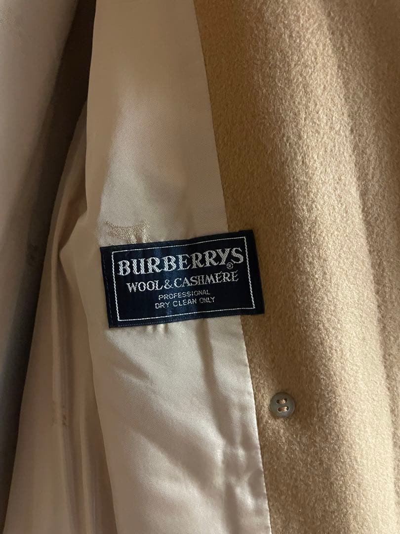 バーバリー　ロングダブルチェスターコート　カシミヤ50％　ベージュ