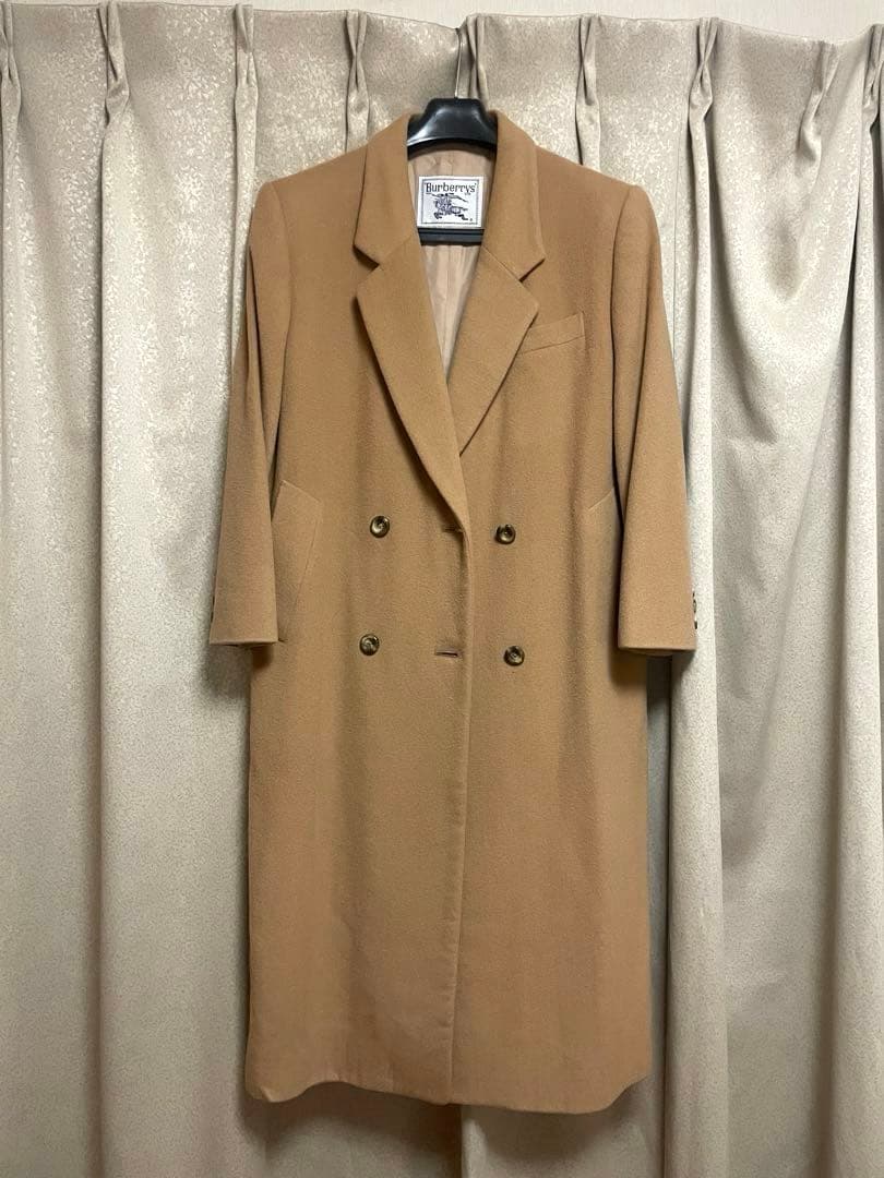 バーバリー　ロングダブルチェスターコート　カシミヤ50％　ベージュ
