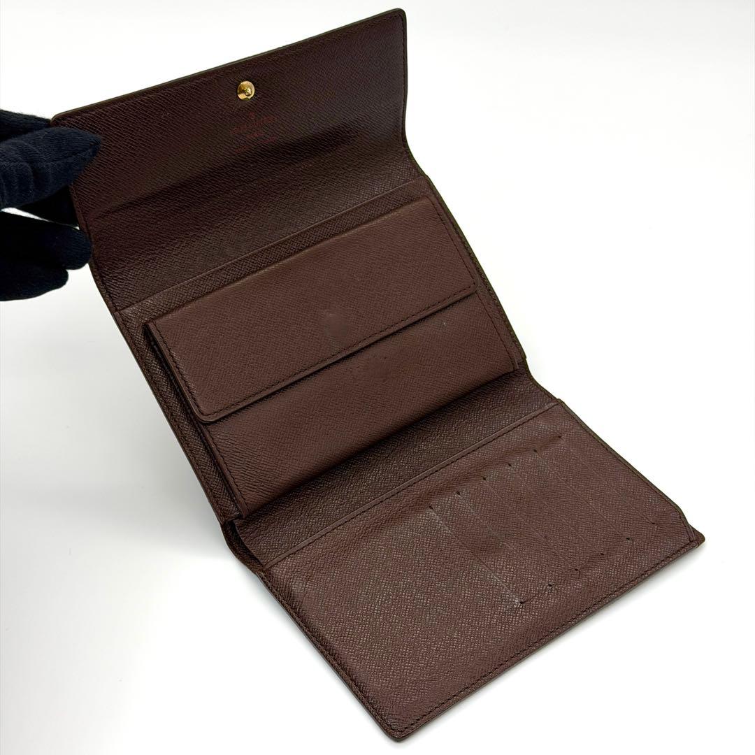 【美品】ルイヴィトン ダミエ エベヌ ポルトトレゾール エテュイ パピエ 財布
