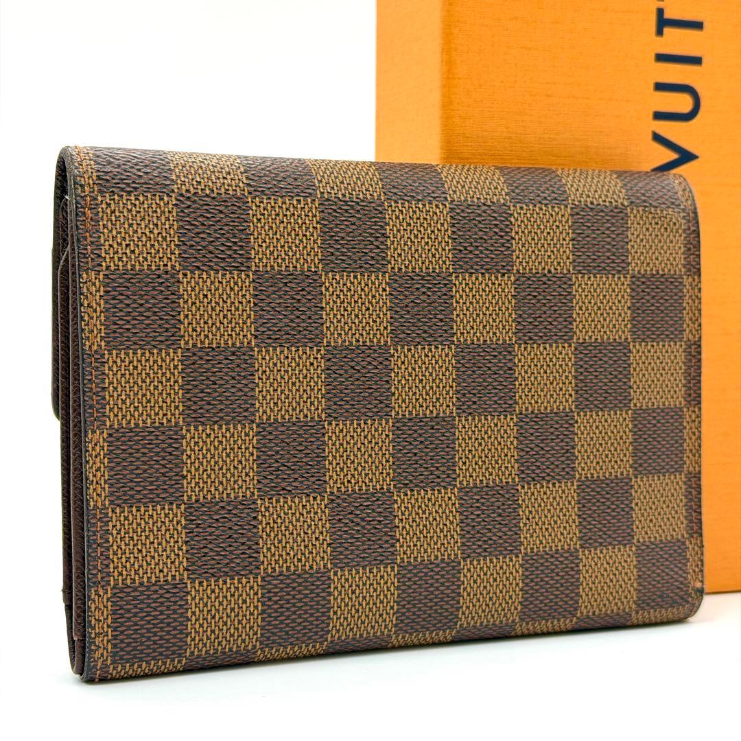 【美品】ルイヴィトン ダミエ エベヌ ポルトトレゾール エテュイ パピエ 財布
