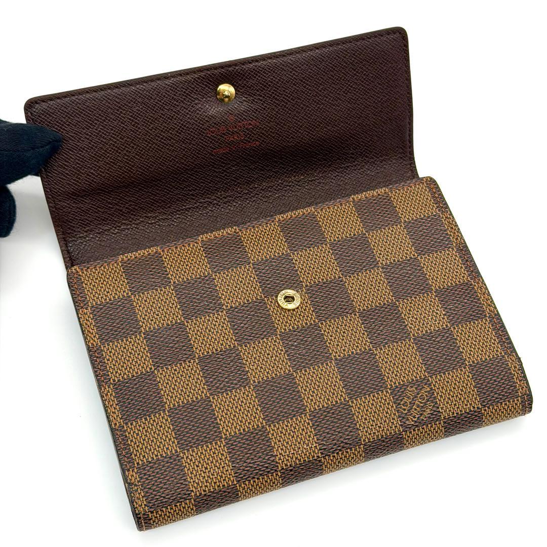 【美品】ルイヴィトン ダミエ エベヌ ポルトトレゾール エテュイ パピエ 財布