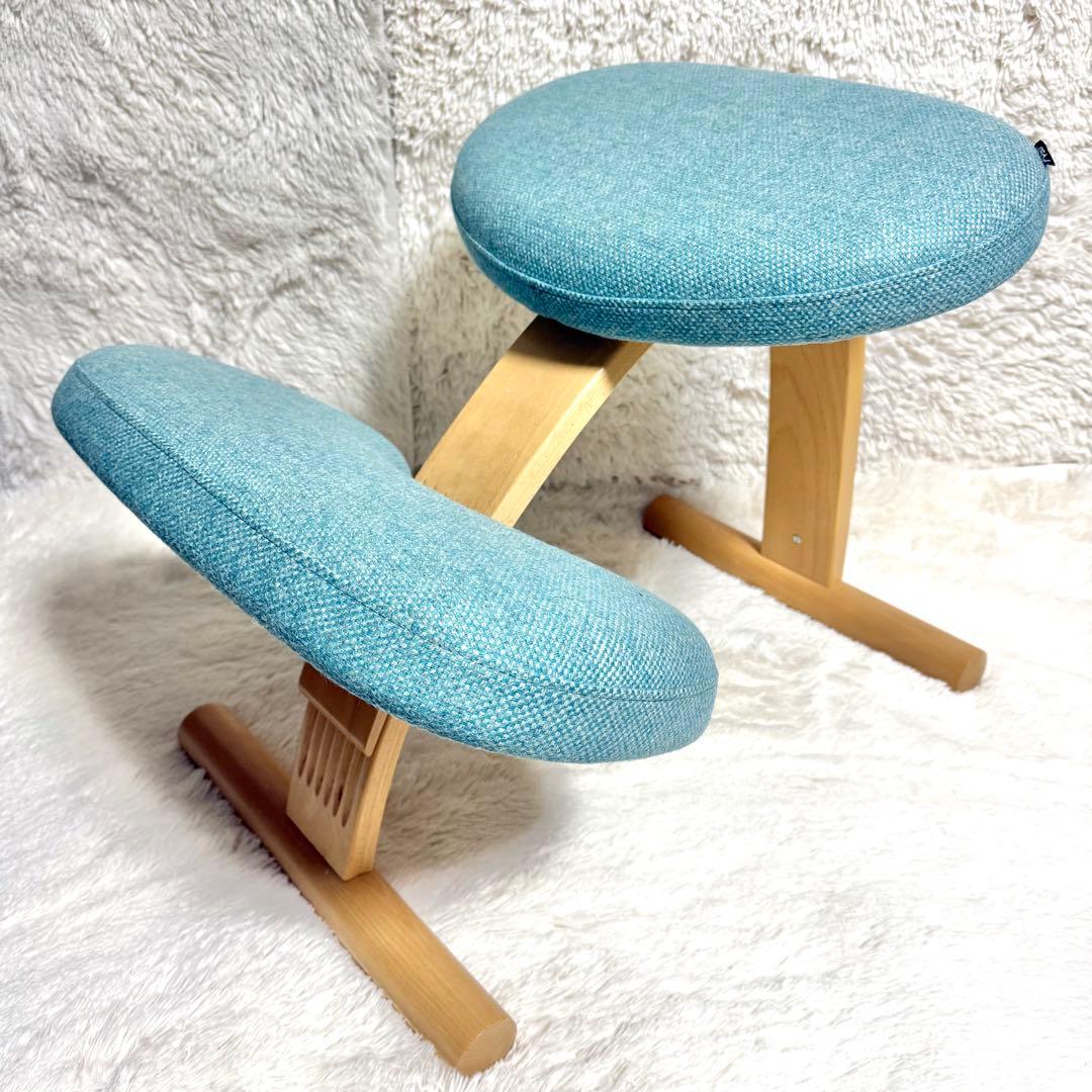 【美品】バランスチェア イージー balans Easy ライトブルー　リボ