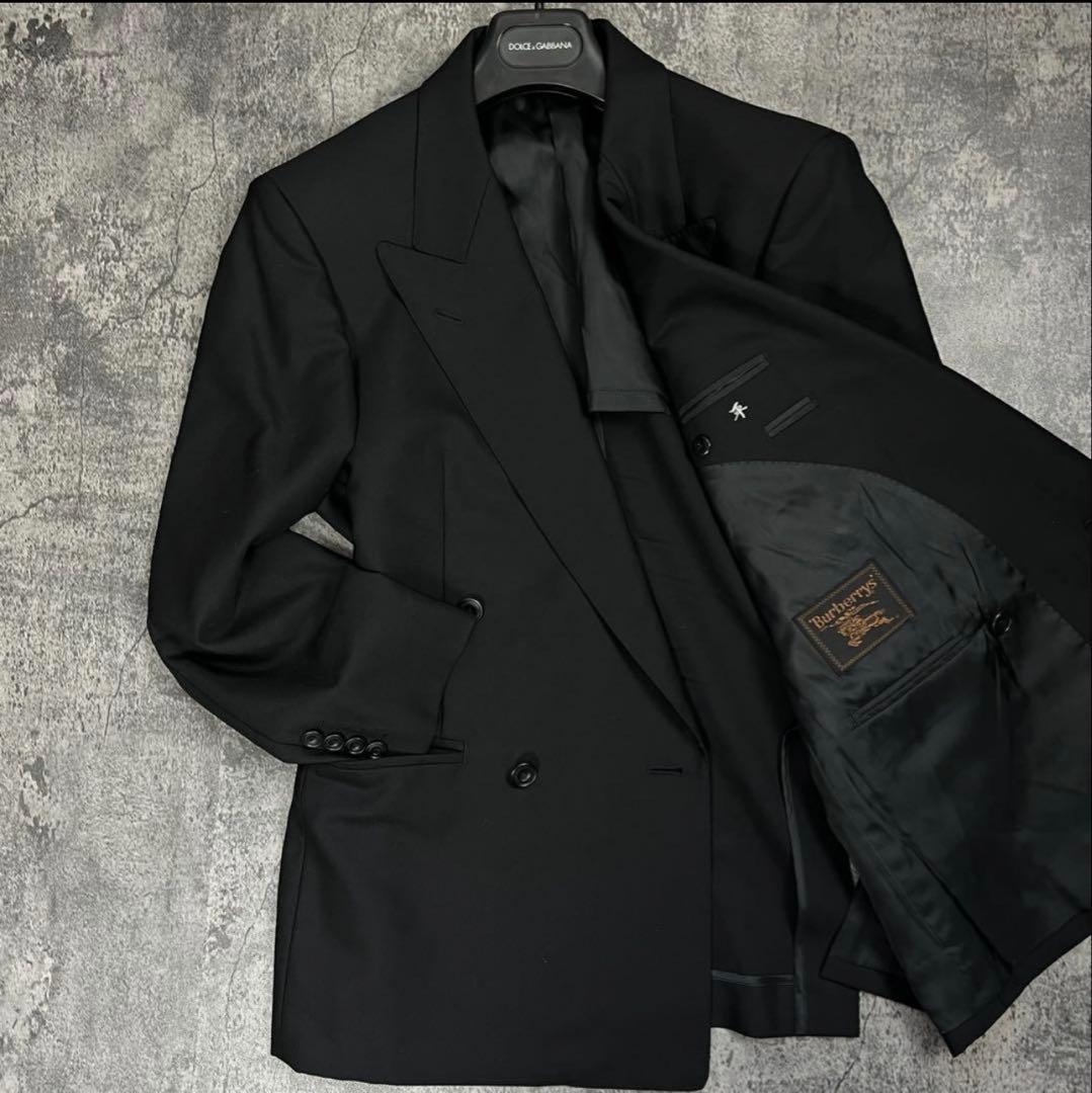 Burberrys ウール＆モヘア ダブルブレストブレザー ブラック