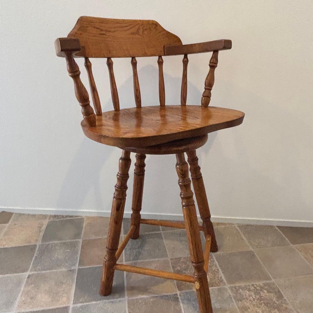 【希少品】ウッド ウィンザーチェア　回転椅子 カウンターチェア スポークチェア
