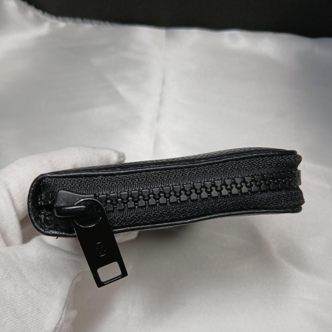 極美品【メゾンマルジェラ】2つ折り財布 ラウンドファスナー ステッチ シボレザー