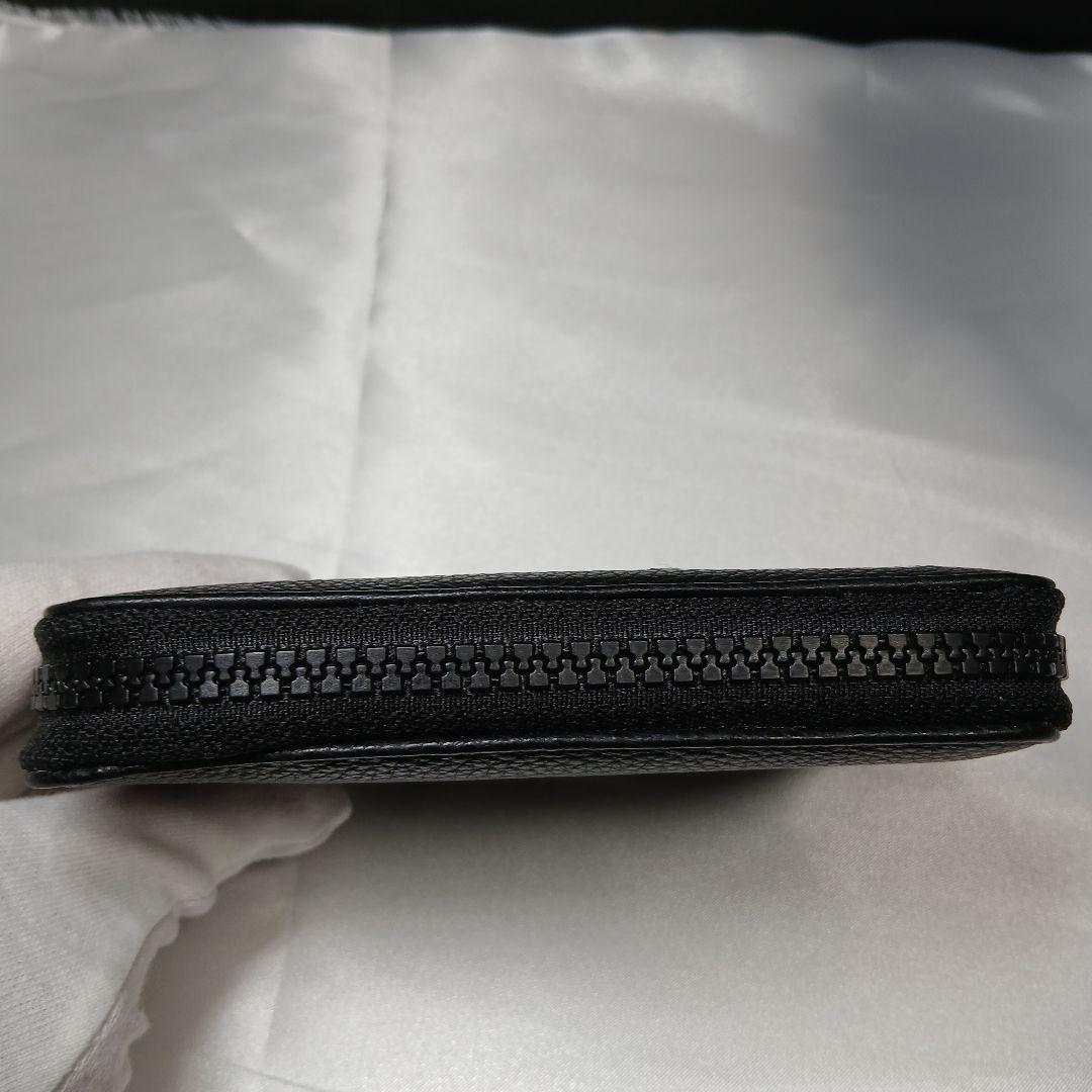 極美品【メゾンマルジェラ】2つ折り財布 ラウンドファスナー ステッチ シボレザー