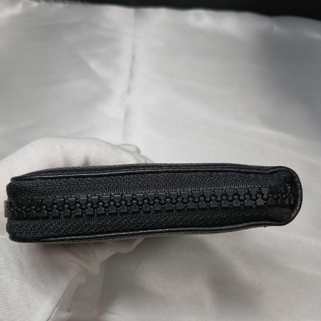 極美品【メゾンマルジェラ】2つ折り財布 ラウンドファスナー ステッチ シボレザー