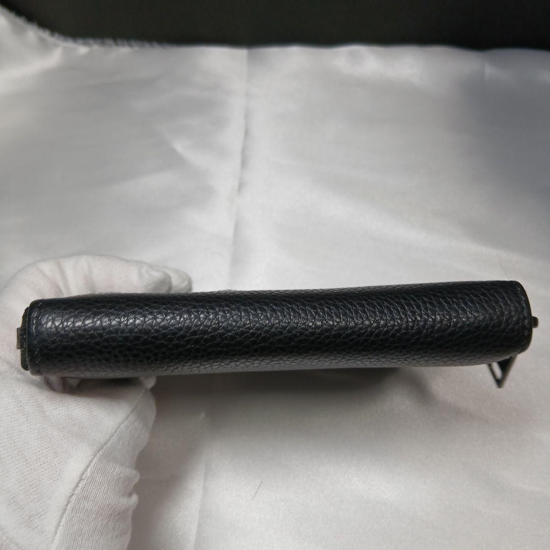 極美品【メゾンマルジェラ】2つ折り財布 ラウンドファスナー ステッチ シボレザー