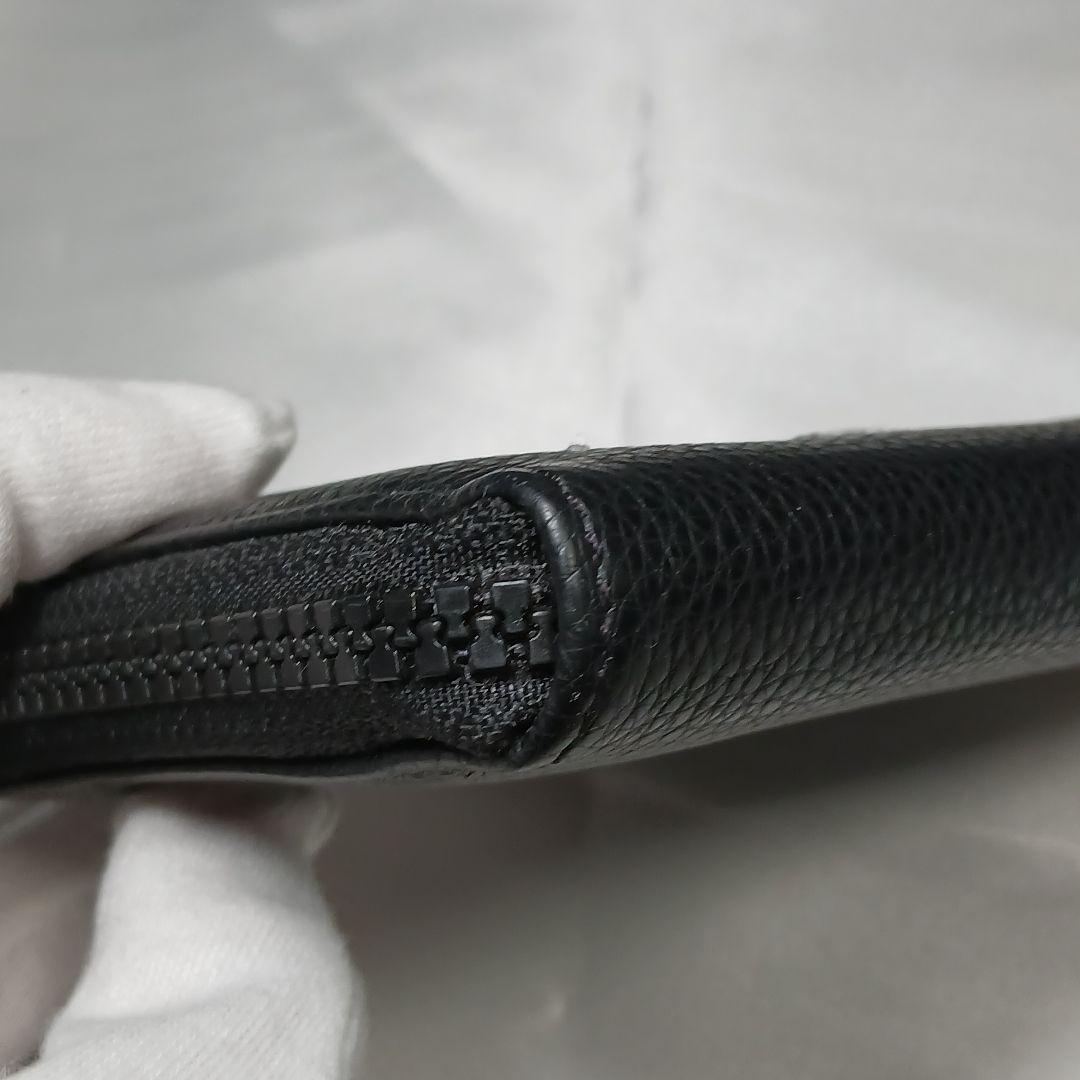 極美品【メゾンマルジェラ】2つ折り財布 ラウンドファスナー ステッチ シボレザー