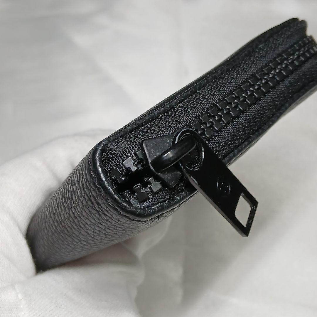 極美品【メゾンマルジェラ】2つ折り財布 ラウンドファスナー ステッチ シボレザー