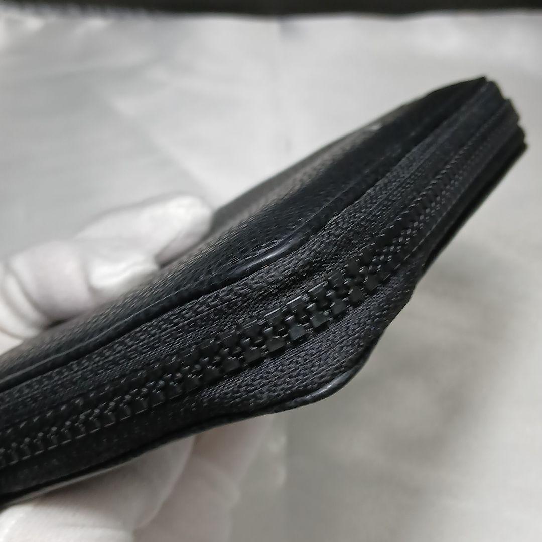 極美品【メゾンマルジェラ】2つ折り財布 ラウンドファスナー ステッチ シボレザー