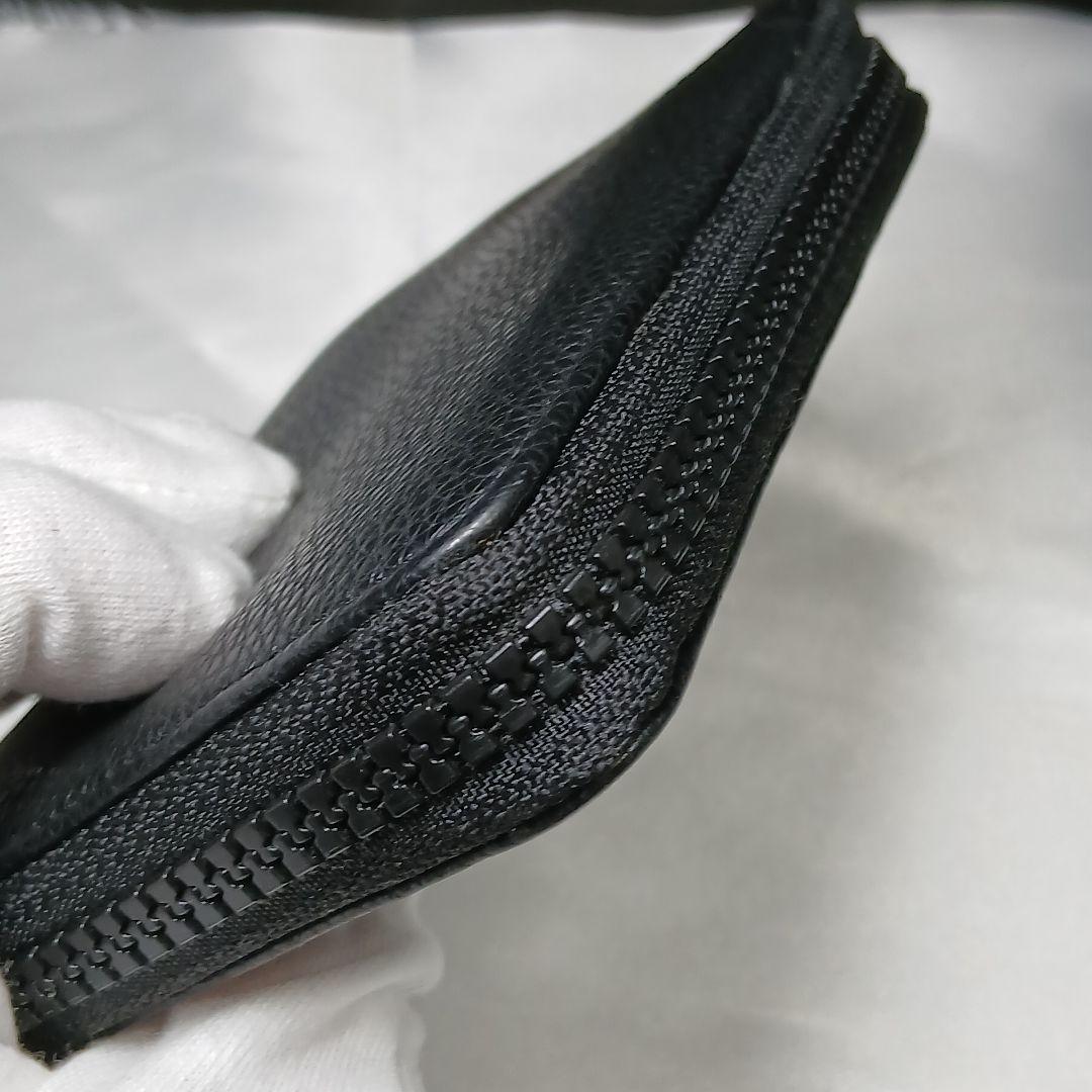 極美品【メゾンマルジェラ】2つ折り財布 ラウンドファスナー ステッチ シボレザー