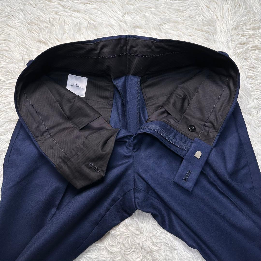 現行 未使用級 ポールスミス セットアップ カシミヤ混 光沢 総裏 ネイビー M