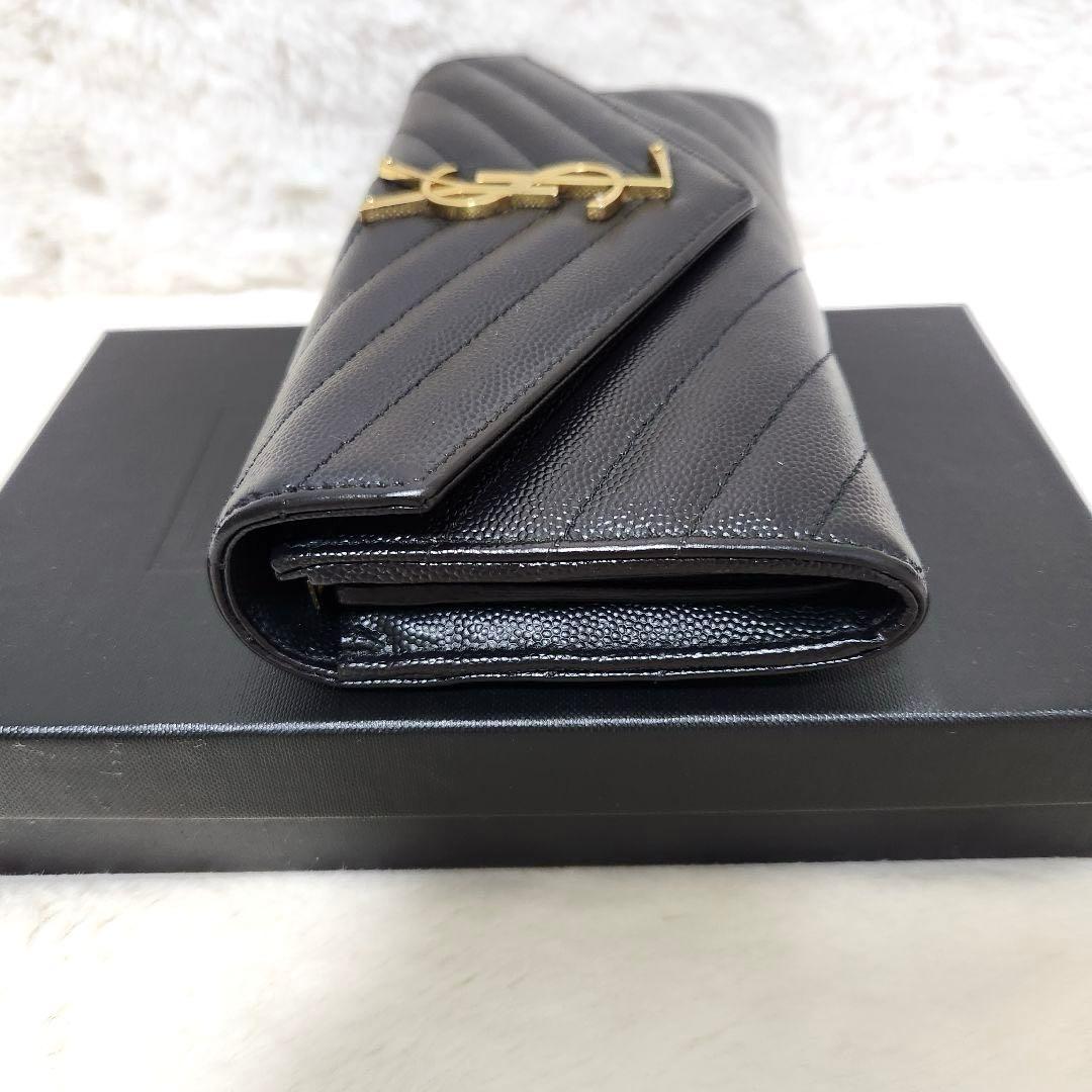 ✨極美品✨サンローラン　長財布　フラップ　カサンドラ　ブラック　キャビアスキン