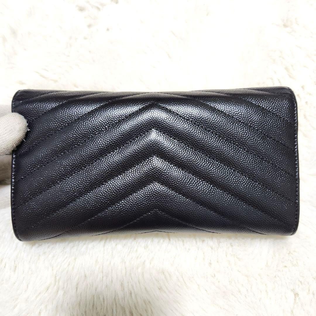 ✨極美品✨サンローラン　長財布　フラップ　カサンドラ　ブラック　キャビアスキン