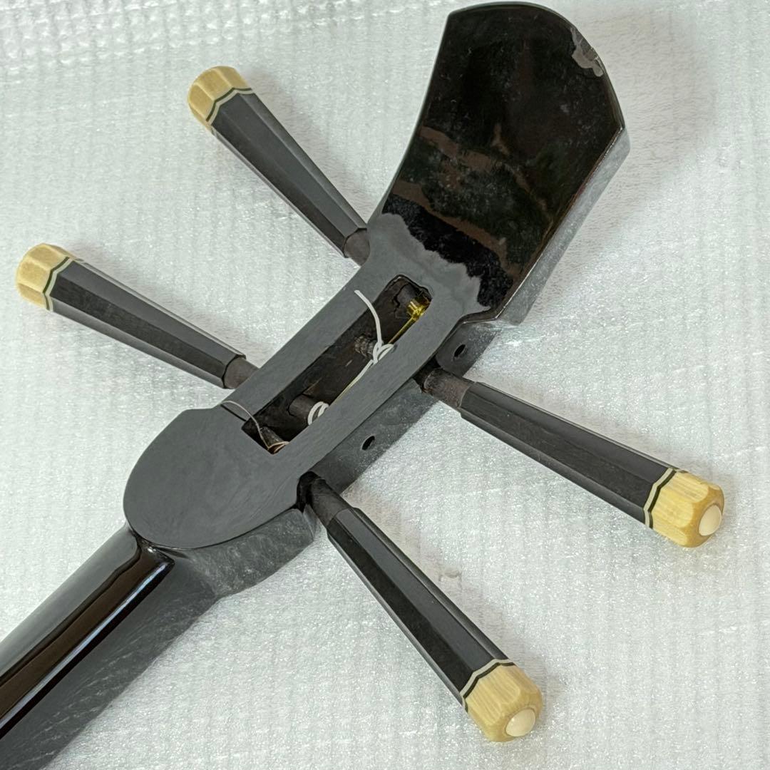 美品 琉球 胡弓 四弦 縞黒檀 本革 蛇皮　クーチョー 沖縄胡弓　擦弦楽器 蛇革