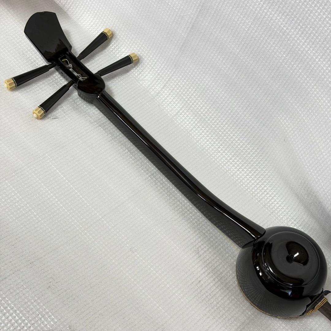 美品 琉球 胡弓 四弦 縞黒檀 本革 蛇皮　クーチョー 沖縄胡弓　擦弦楽器 蛇革