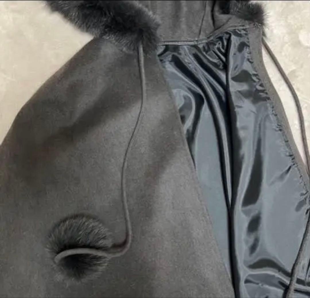 新品　カシミアフォックスファートリミングポンチョ