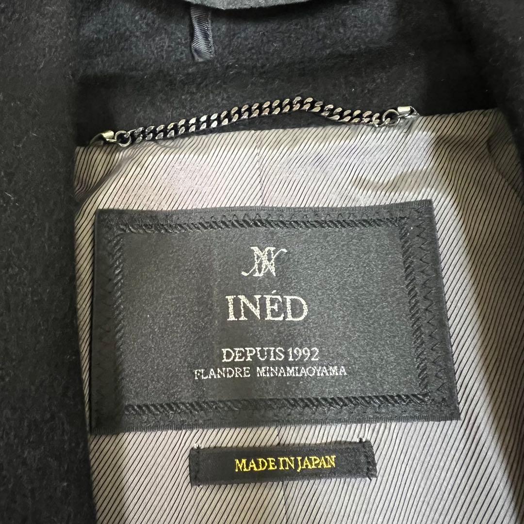 美品✨イネド カシミヤ100% フーデッド ロングコート ベルト ブラック S