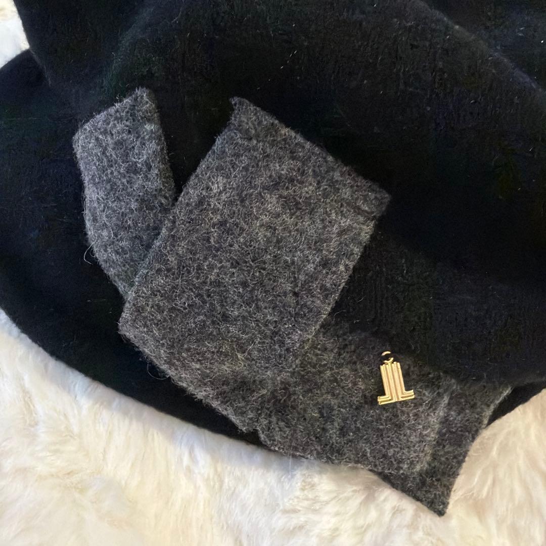 おしゃれ 新品未使用タグ付 ランバン LANVIN 帽子 ベレー帽 リボン 黒