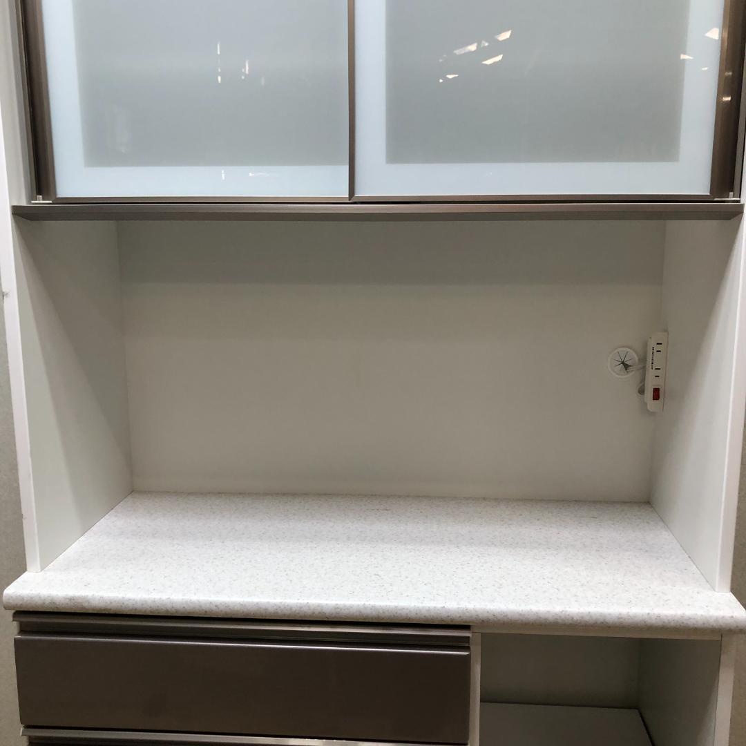 ニトリ 幅100cm キッチンボード　アルミナ2 食器棚 750705-3