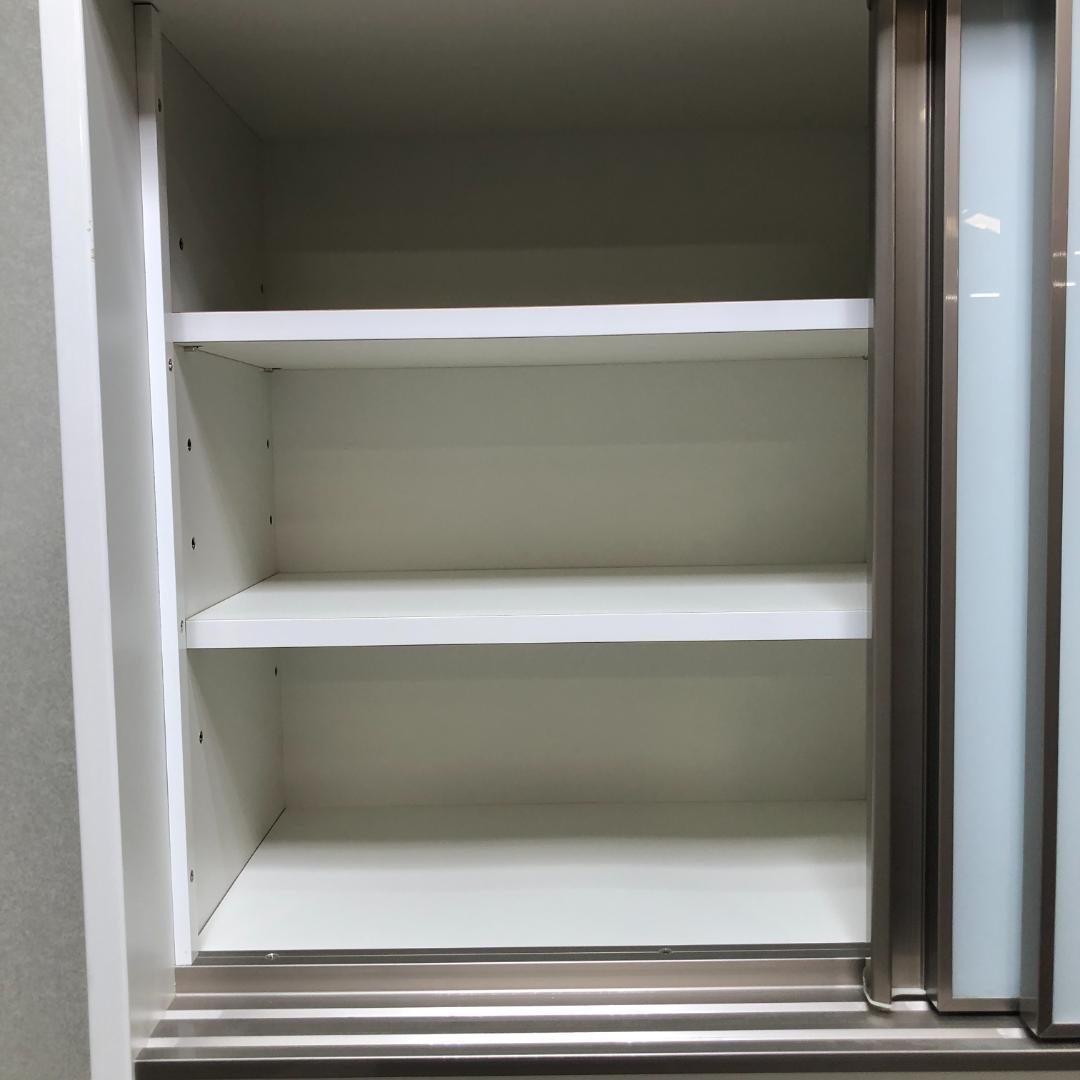 ニトリ 幅100cm キッチンボード　アルミナ2 食器棚 750705-3