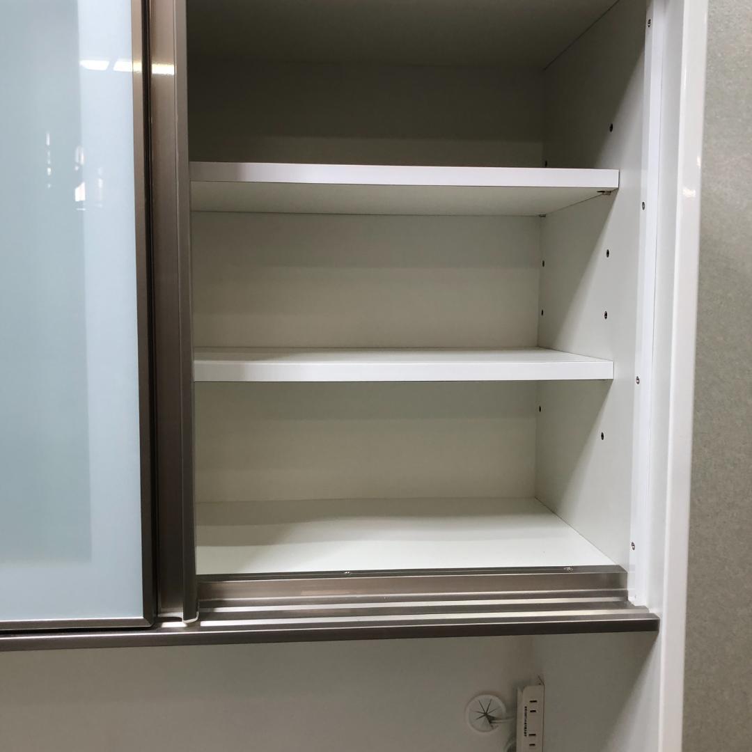 ニトリ 幅100cm キッチンボード　アルミナ2 食器棚 750705-3
