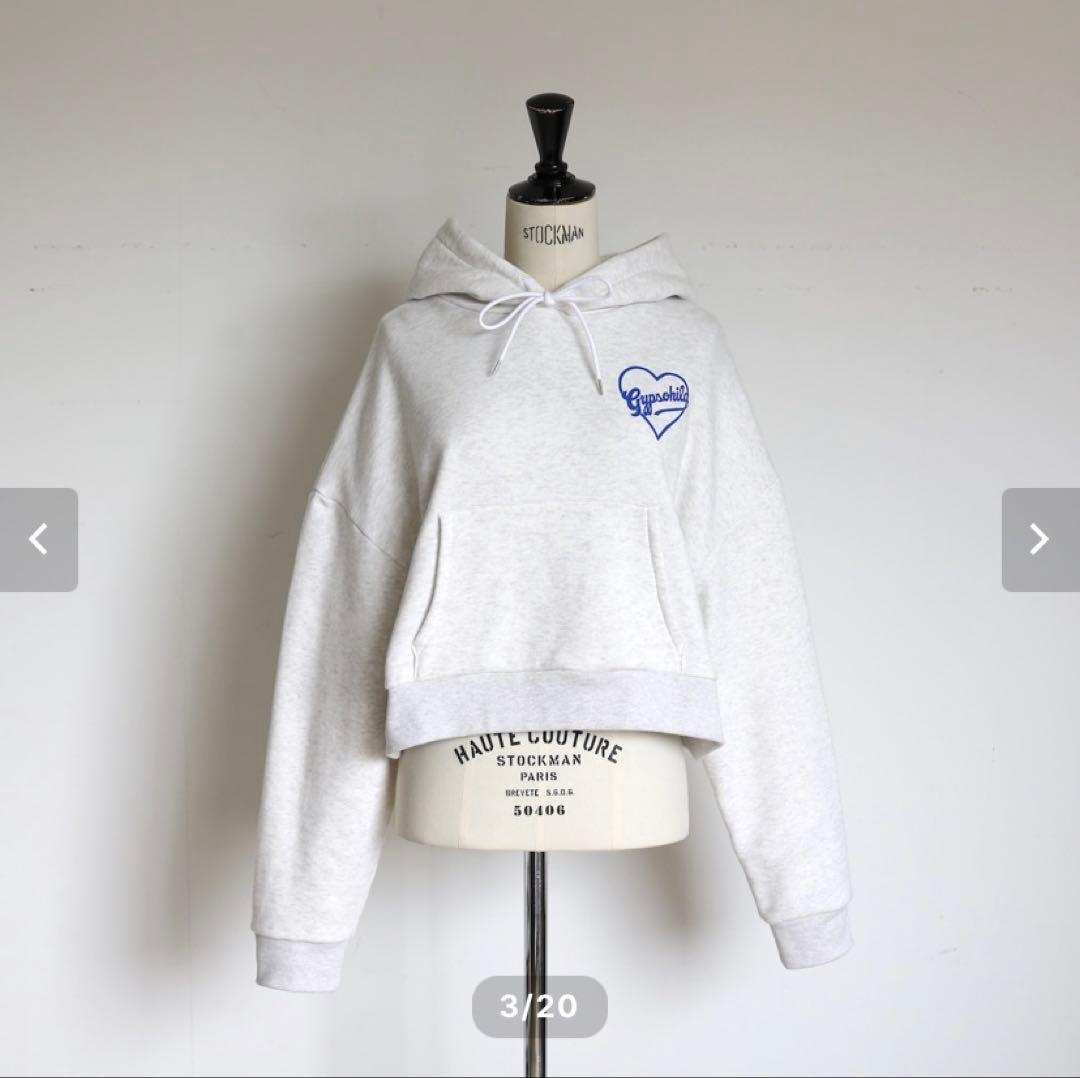 gypsohila パーカー　ハート　ライトグレー