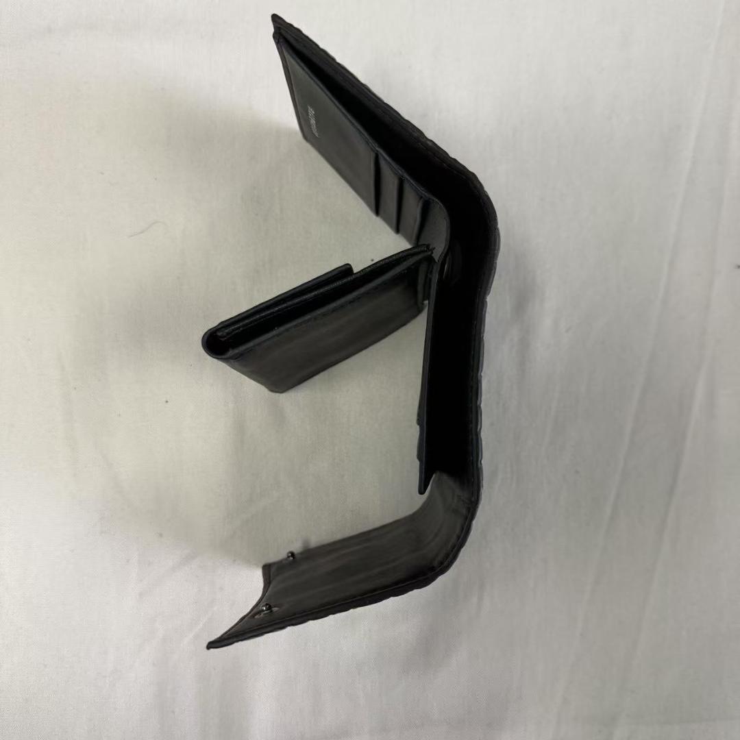 バレンシアガ 三つ折りブラック アワーグラス クロコ 型押し Bロゴ