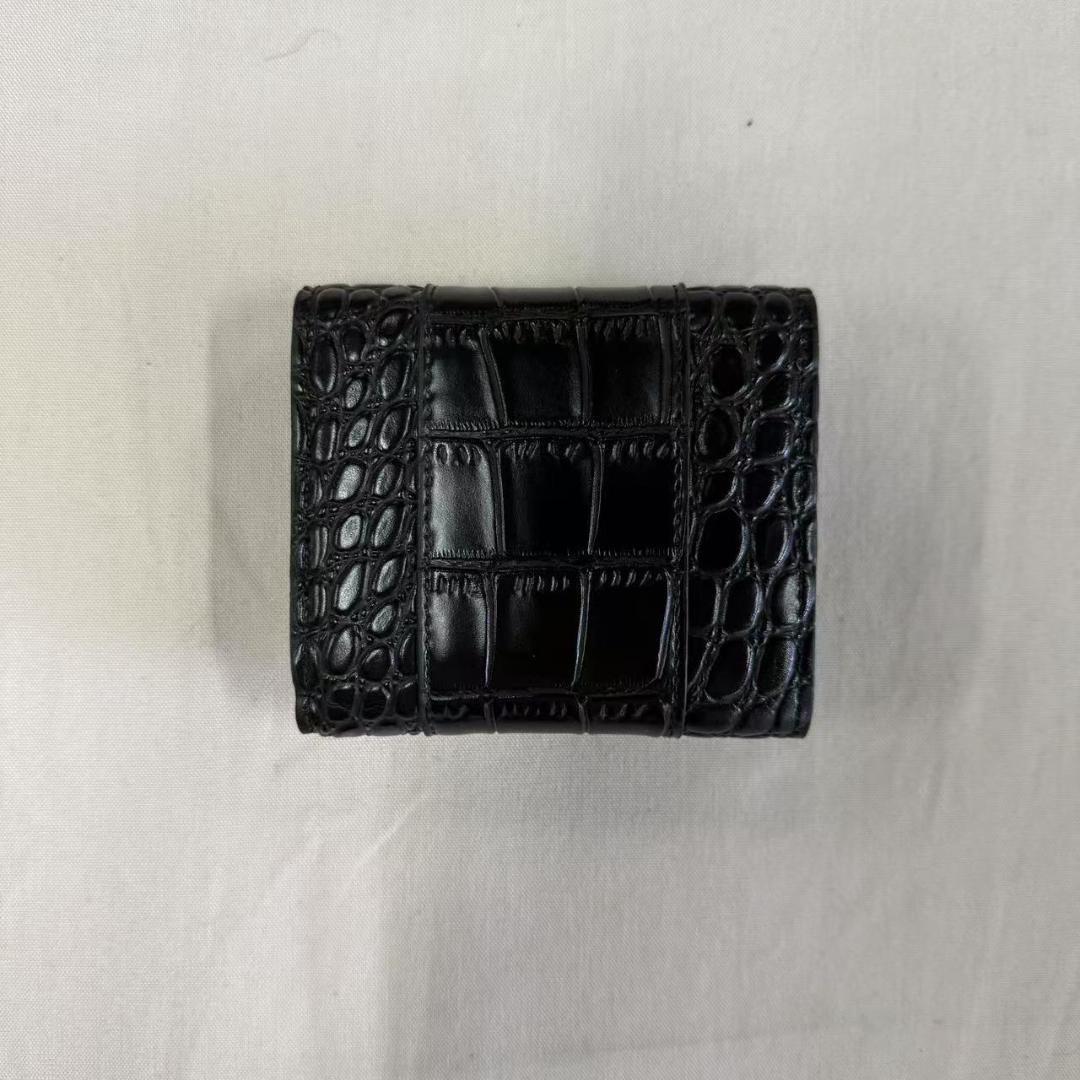 バレンシアガ 三つ折りブラック アワーグラス クロコ 型押し Bロゴ
