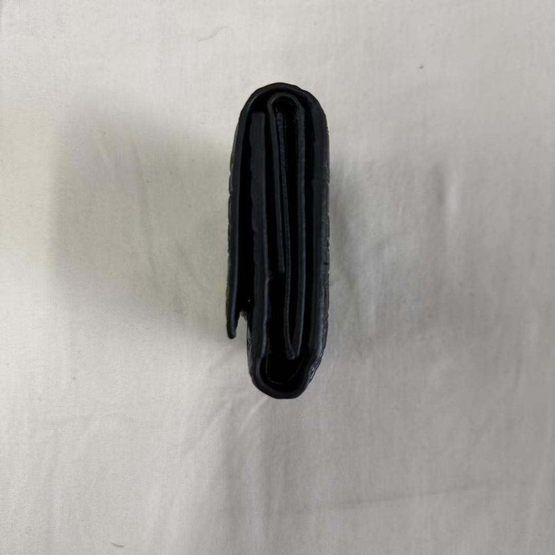 バレンシアガ 三つ折りブラック アワーグラス クロコ 型押し Bロゴ