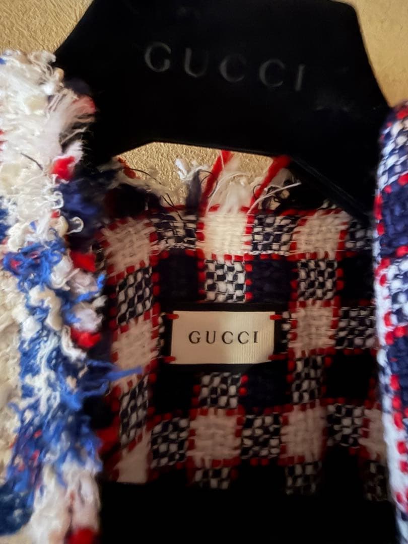 グッチ GUCCI リバーシブル ツイード ポンチョコート　185×145