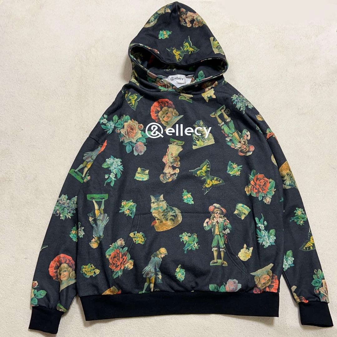 &ellecy アンドエルシー　アンティークパーカー 総柄　猫　ドール